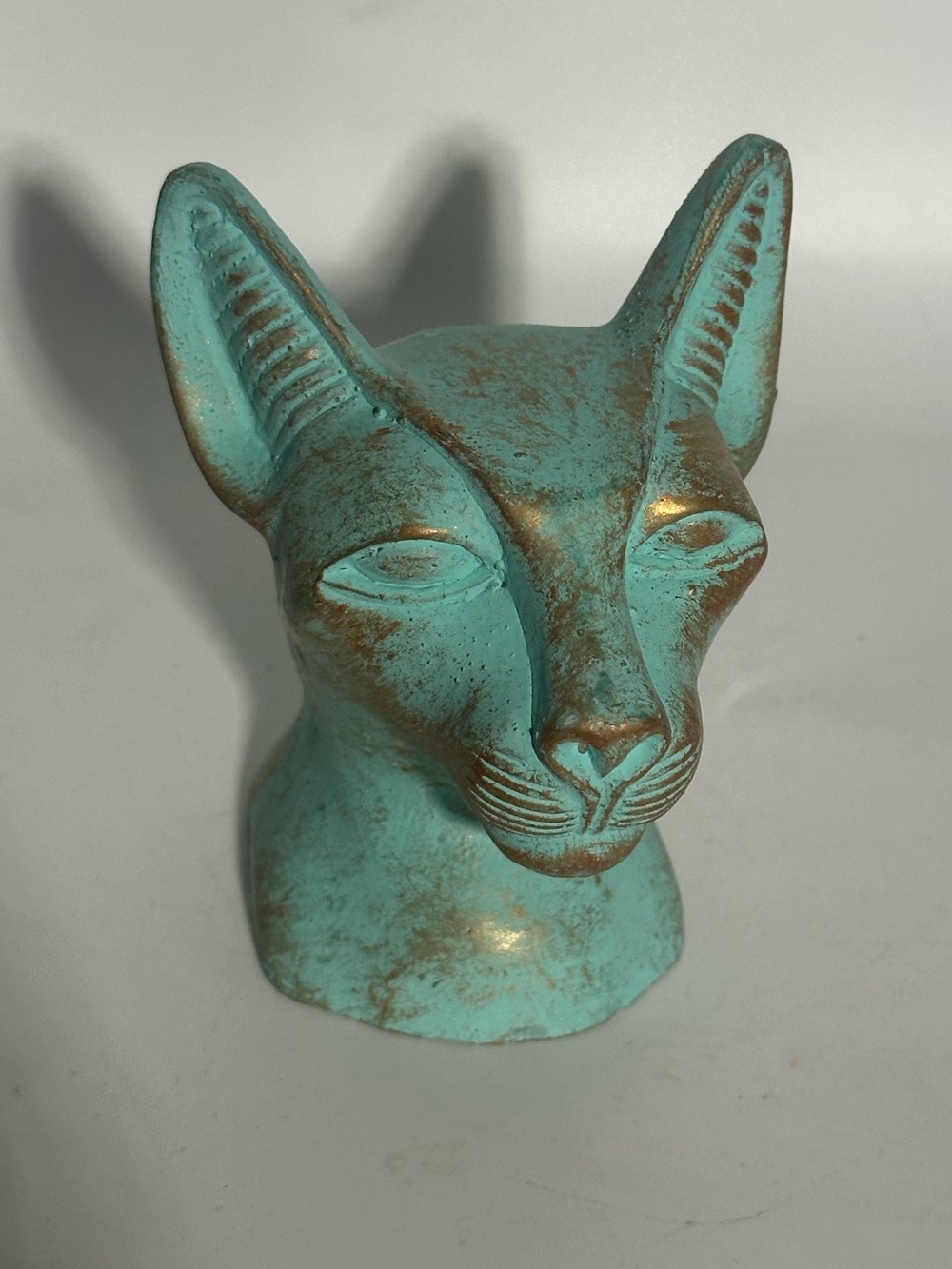 Turquoise Cat Bust Sculpture - Decorative Accent